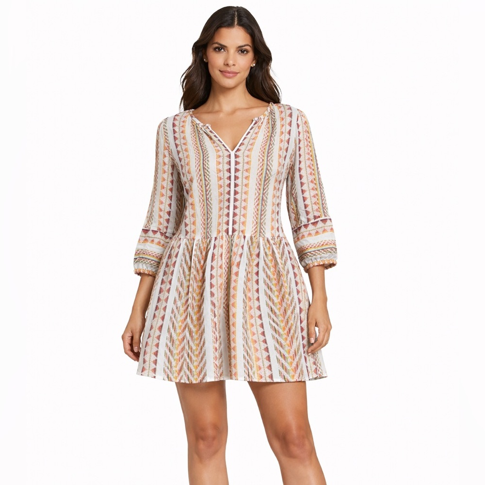 Velvet Striped Multicolor Mini Dress - Picture 7 of 11